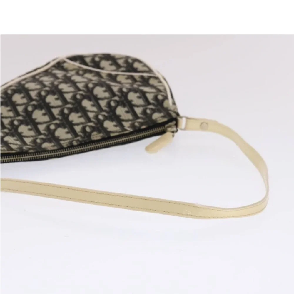 CHRISTIAN DIOR TROTTER Canvas Saddle Pouch Black/ White PREOWNED - Picture 7 of 16